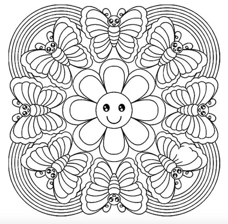 Rainbow Butterfly Abstract Coloring Page - Free Printable Coloring Pages  for Kids