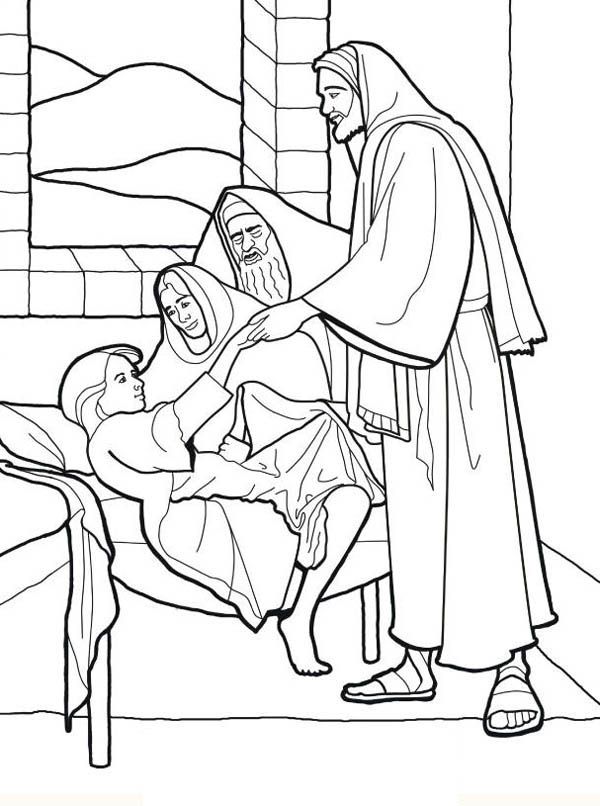 jesus raises jairus daughter colouring - Clip Art Library
