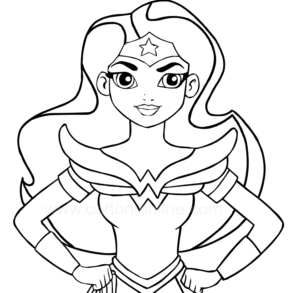 Wonder Woman in the foreground (DC Superhero Girls) coloring page