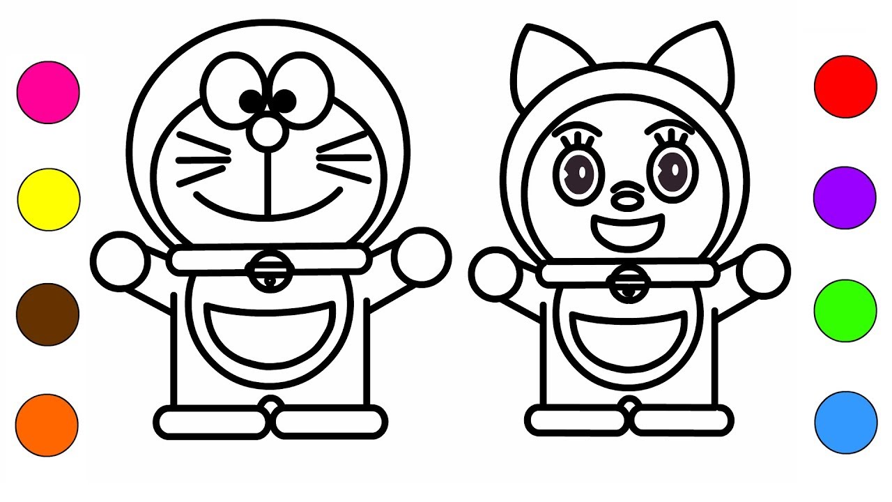 Learn Colors With Doraemon and Dorami Coloring pages For Kids Children  Cartoon Coloring Book - YouTube