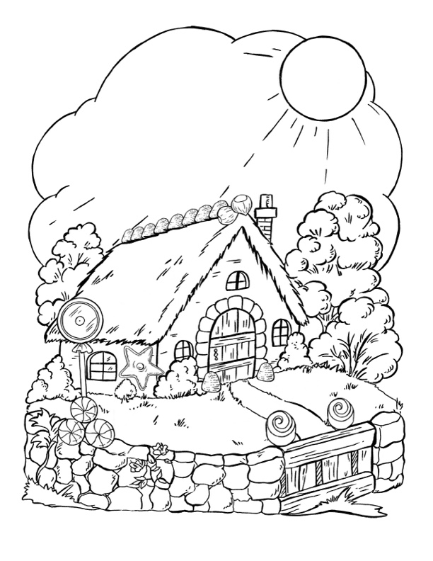 4 Gingerbread House Coloring Pages! - The Graphics Fairy