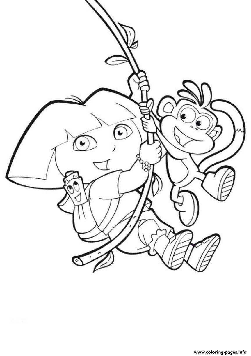Swinging Boots And Dora S To Printe4a0 Coloring Pages Printable