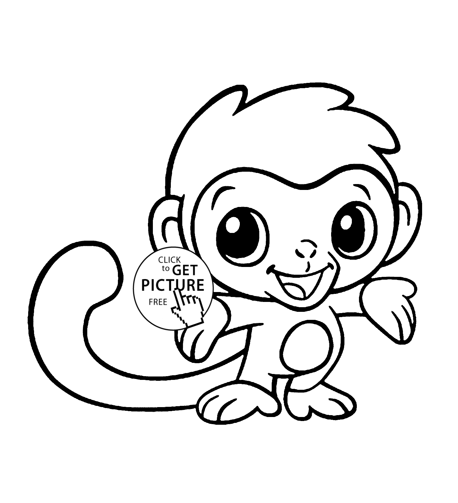 Little Monkey animal coloring page for kids, animal coloring pages ...