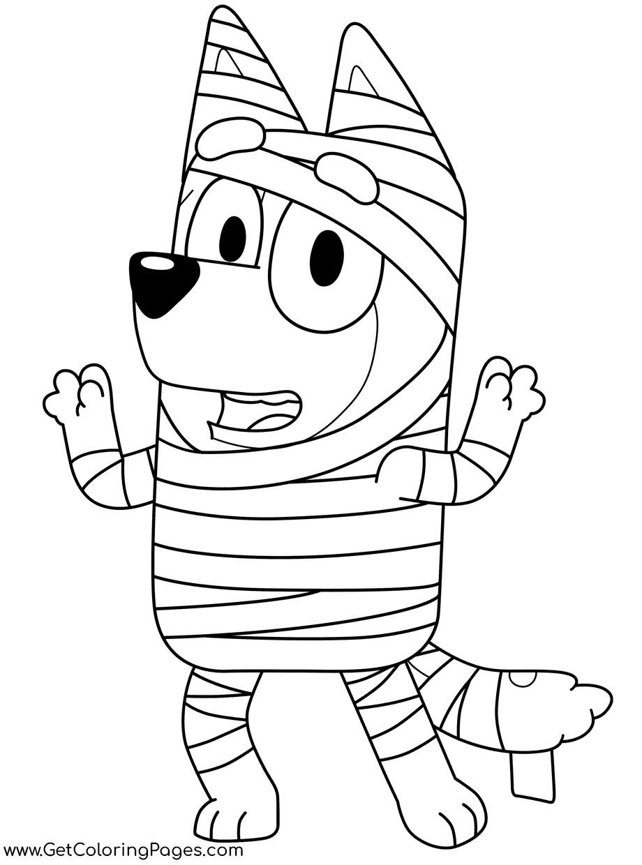 Bluey Halloween Mummy Coloring Pages ...