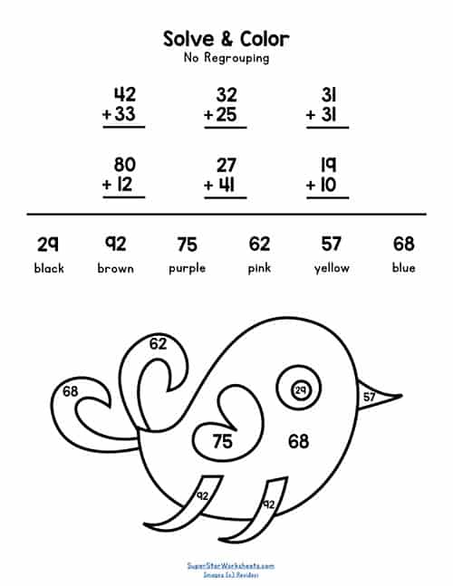 Double Digit Addition Without Regrouping - Superstar Worksheets