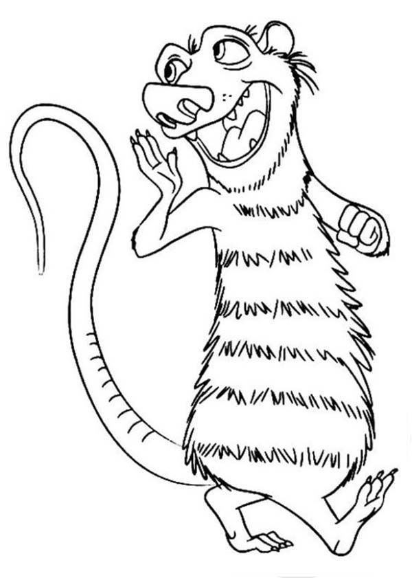 Crash the Opossum is in the Animals of the Ice Age Coloring Pages ...