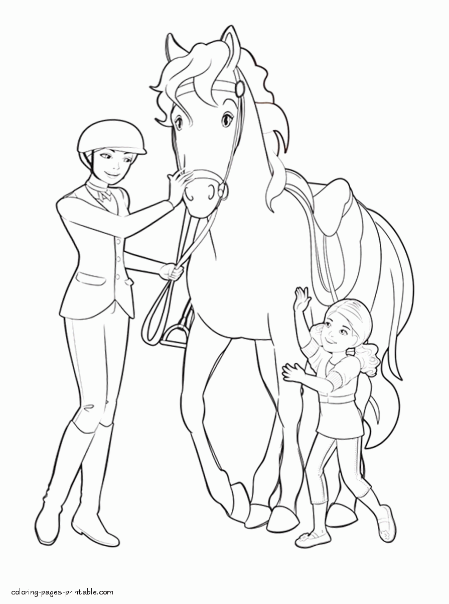 Barbie and Her Sisters in A Pony Tale coloring pages 2 || COLORING-PAGES -PRINTABLE.COM