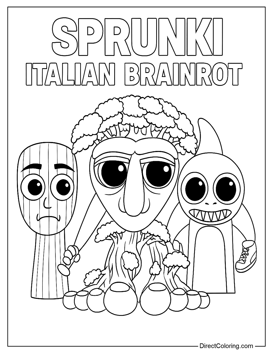 Sprunki Italian Brainrot Coloring Pages – Free PDF to Download and Print