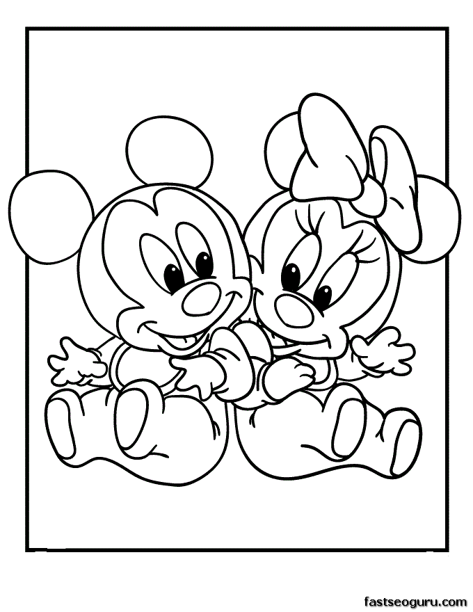 printable baby mickey and minnie coloring pages - Clip Art Library