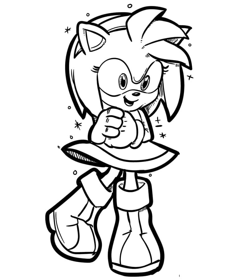 Smiling Amy Rose Coloring Page - Free Printable Coloring Pages for Kids