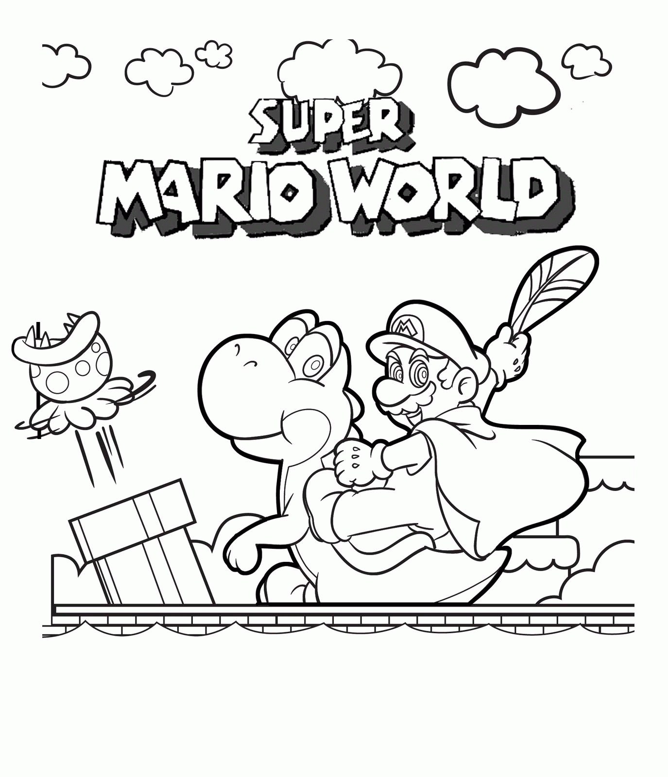 Randomized Free Printable Mario Coloring Pages For Kids - Widetheme