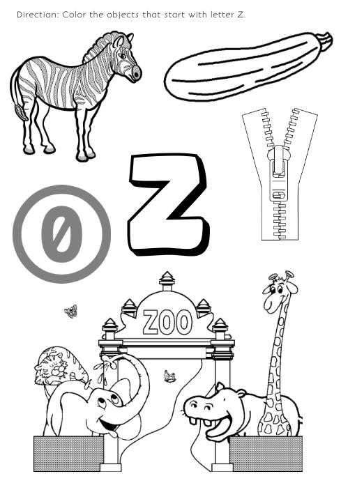 Coloring page for kids letter Z Template | PosterMyWall