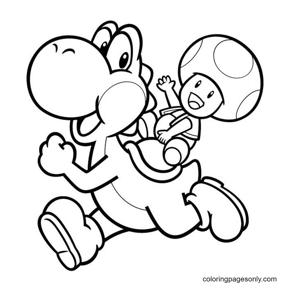 Toad rides a dinosaur Coloring Pages - Yoshi Coloring Pages - Coloring Pages  For Kids And Adults