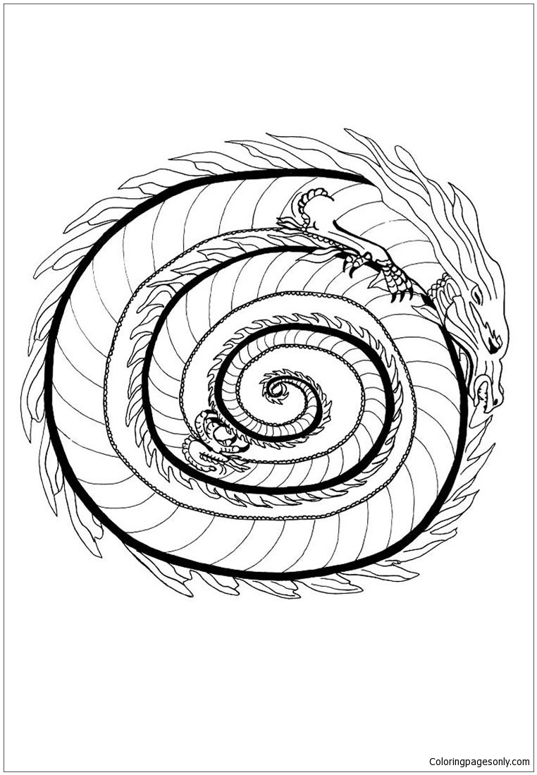 Fire Dragon Mandala Coloring Pages - Mandala Coloring Pages - Coloring Pages  For Kids And Adults