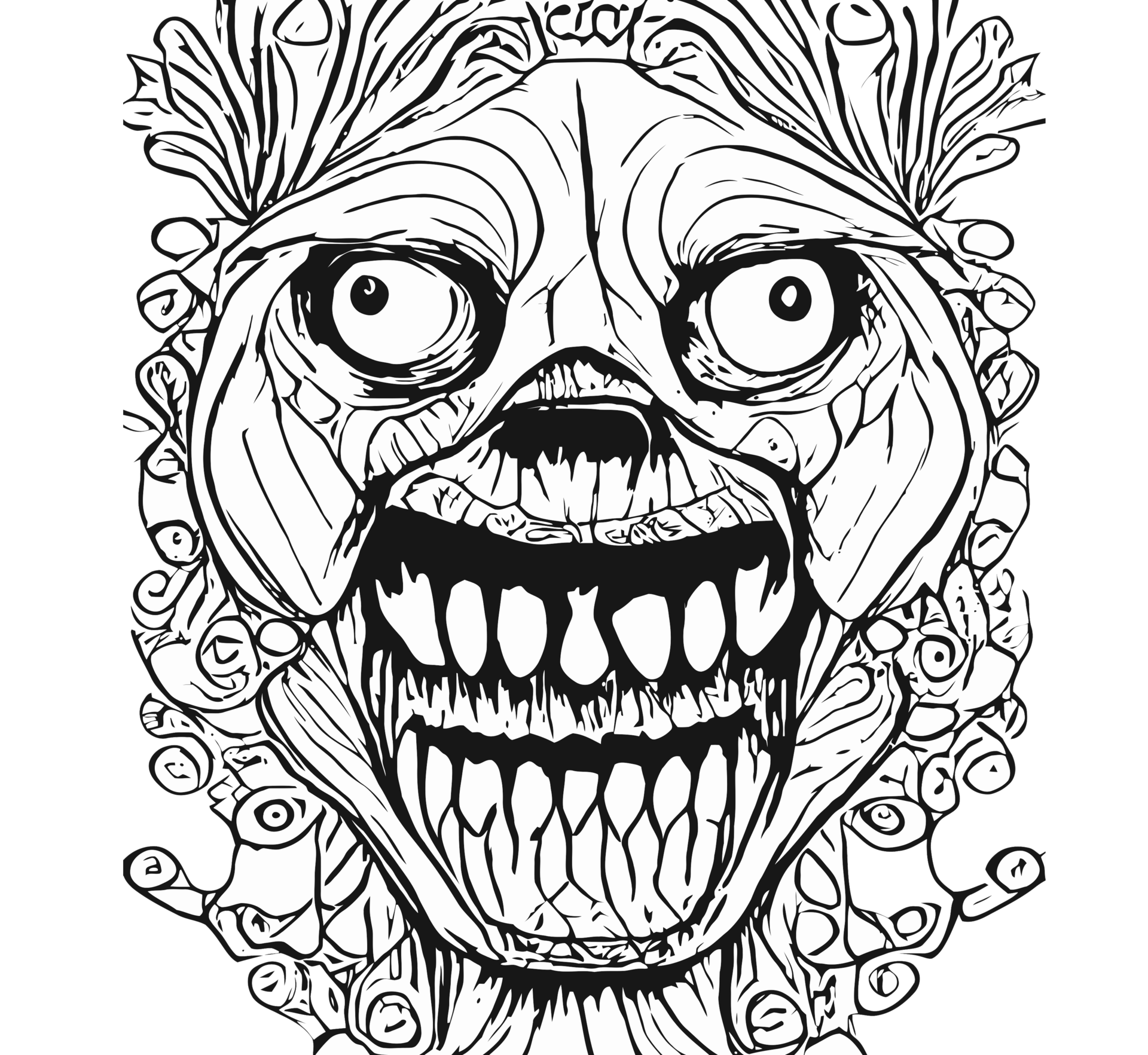 Free Scary Faces Coloring Pages 13126087 PNG with Transparent Background