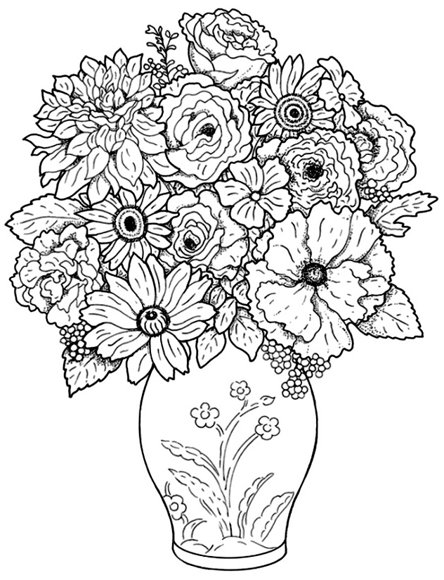 Bouquet - Flowers Adult Coloring Pages