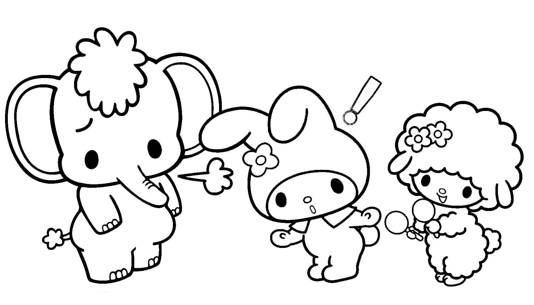 My Melody With Zou and My Sweet Piano Coloring Pages - My Melody Coloring  Pages - Coloring Pages For Kids And Adults