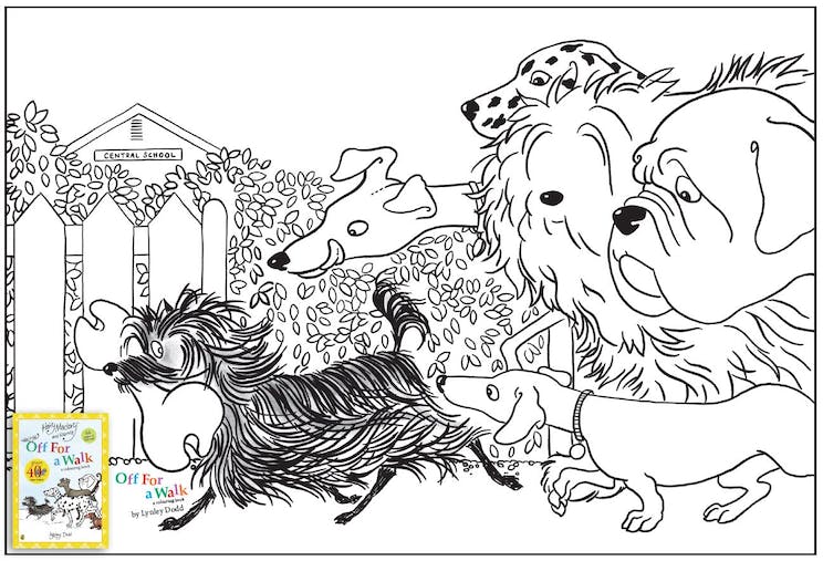 Hairy Maclary and Friends Off For A Walk colouring sheet - Penguin Books  New Zealand