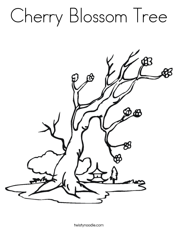 Cherry Blossom Tree Coloring Page - Twisty Noodle