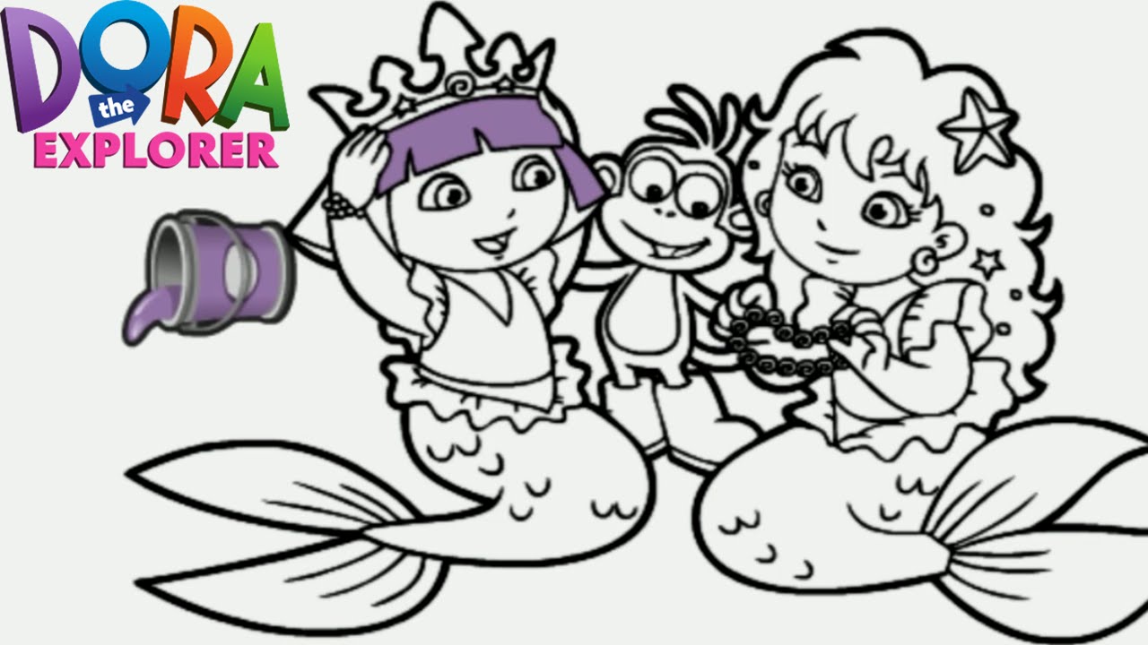 Dora the Explorer Mermaid Princess Nick Jr. Coloring Book Game for ...