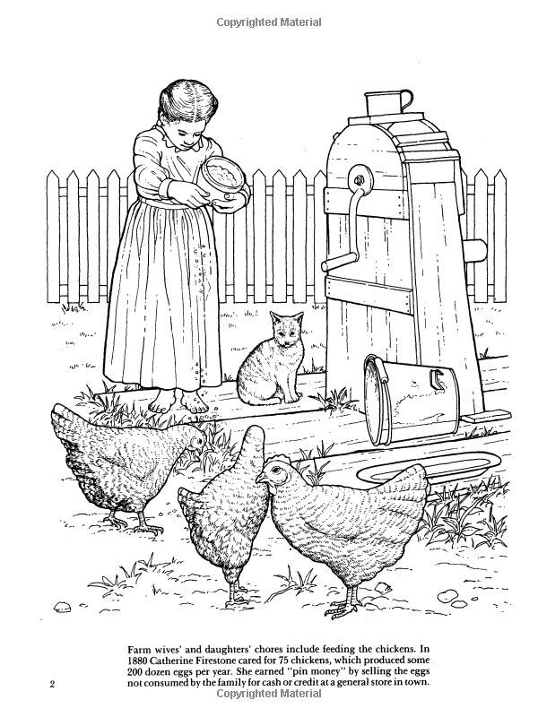 Old-Fashioned Farm Life Coloring Book: Nineteenth Century ...