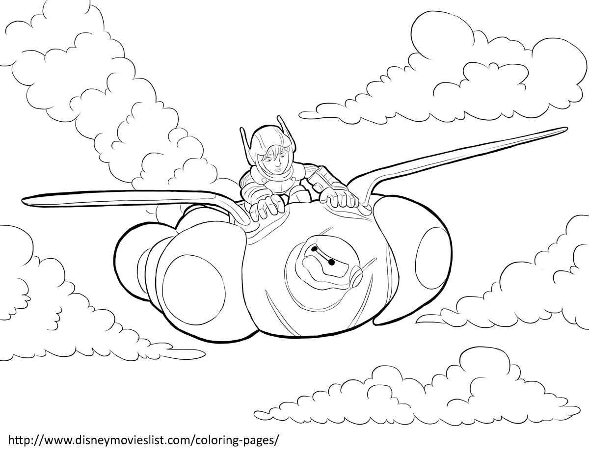 Hiro and Baymax in Flight – Big Hero 6 Coloring Pages | Disney ...