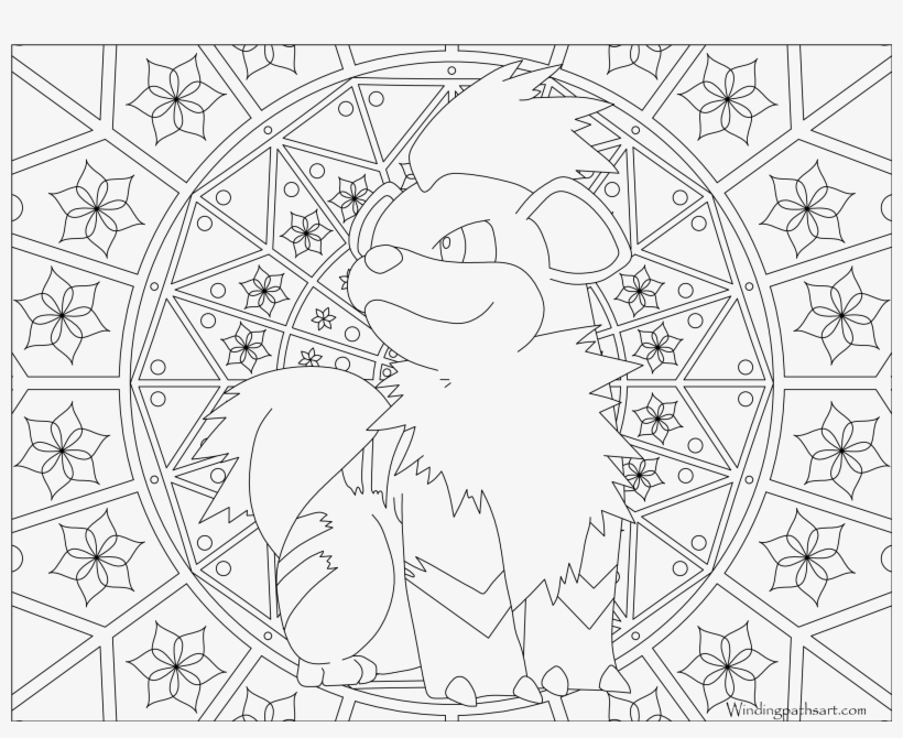 058 Growlithe Pokemon Coloring Page - Mandalas De Pokemon Para Colorear -  3300x2550 PNG Download - PNGkit