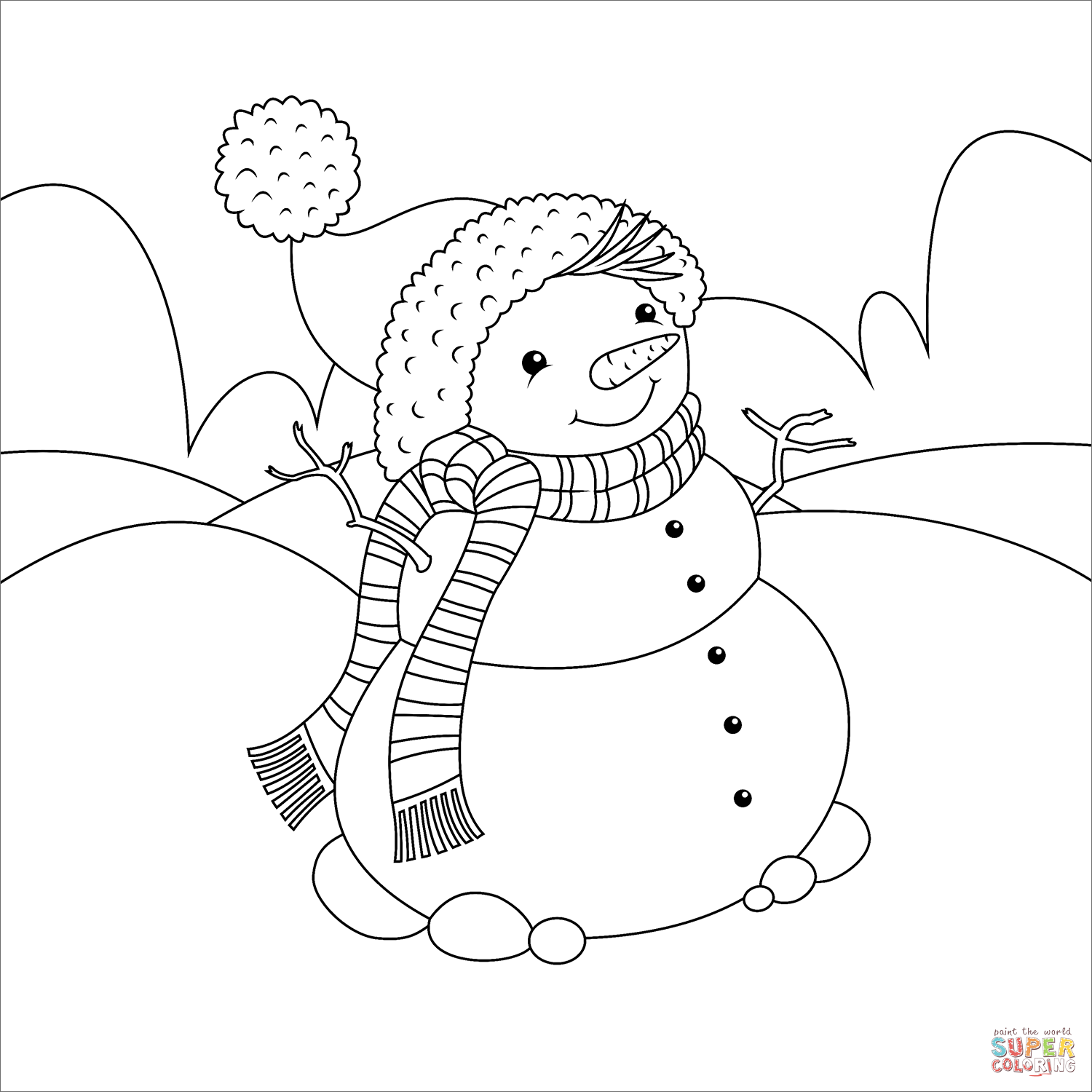 Christmas Snowman coloring page | Free ...