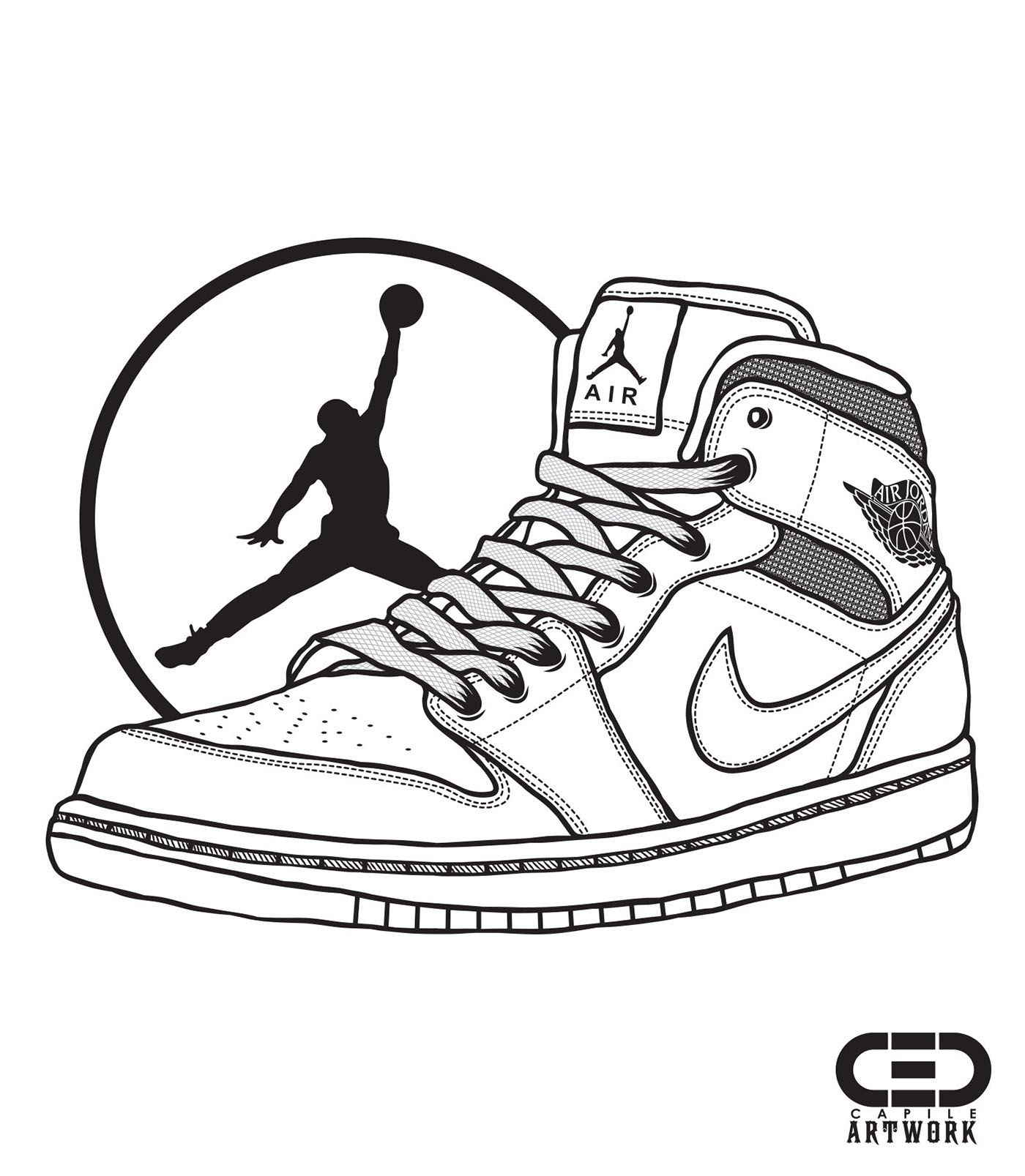 Air Jordan Coloring Pages in 2023 | Nike art, Sneakers drawing, Sneaker art