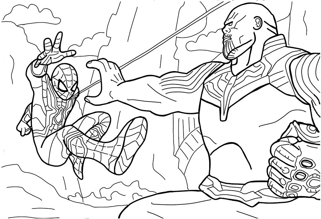 Spiderman Vs Thanos Coloring Page - Free Printable Coloring Pages for Kids