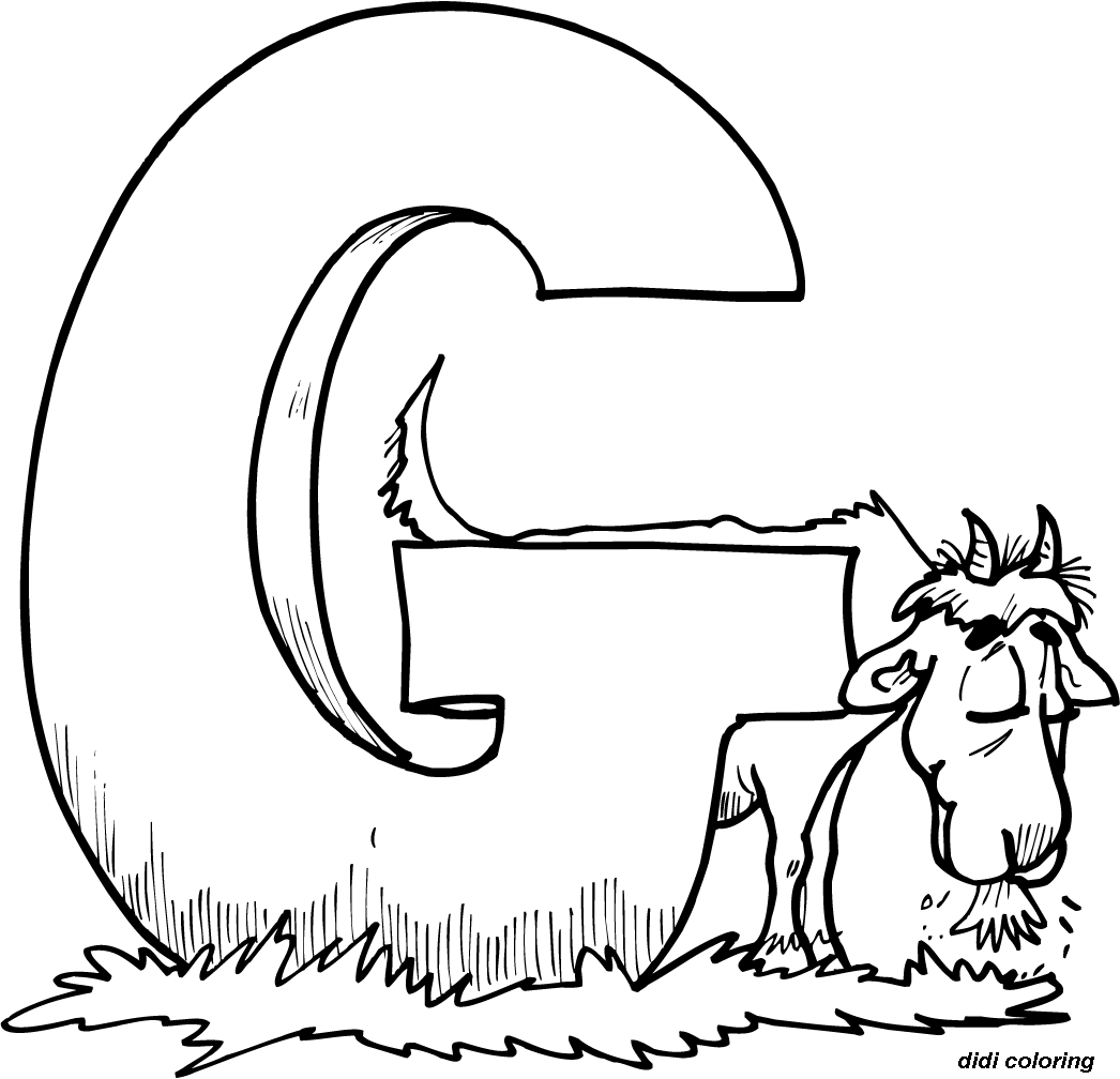 Printable preschool alphabets, uppercase letter G goat coloring ...