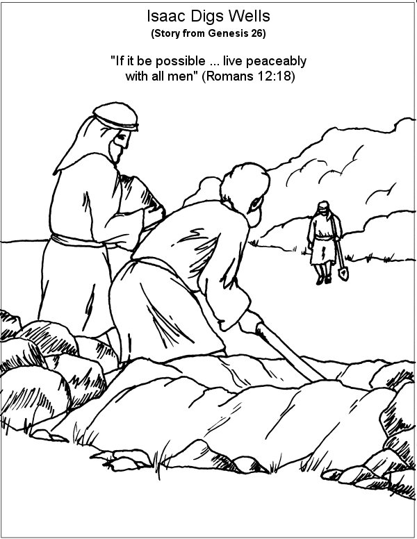 Bible Coloring Page — Isaac Digging Wells