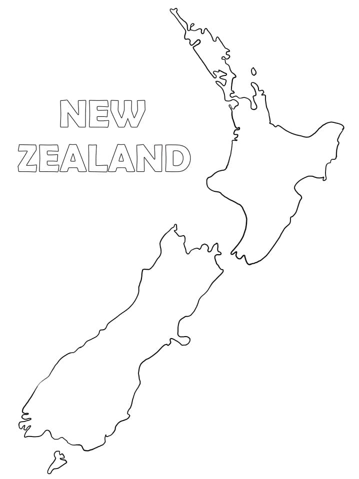 New Zealand Map 1 Coloring Page - Free Printable Coloring Pages for Kids