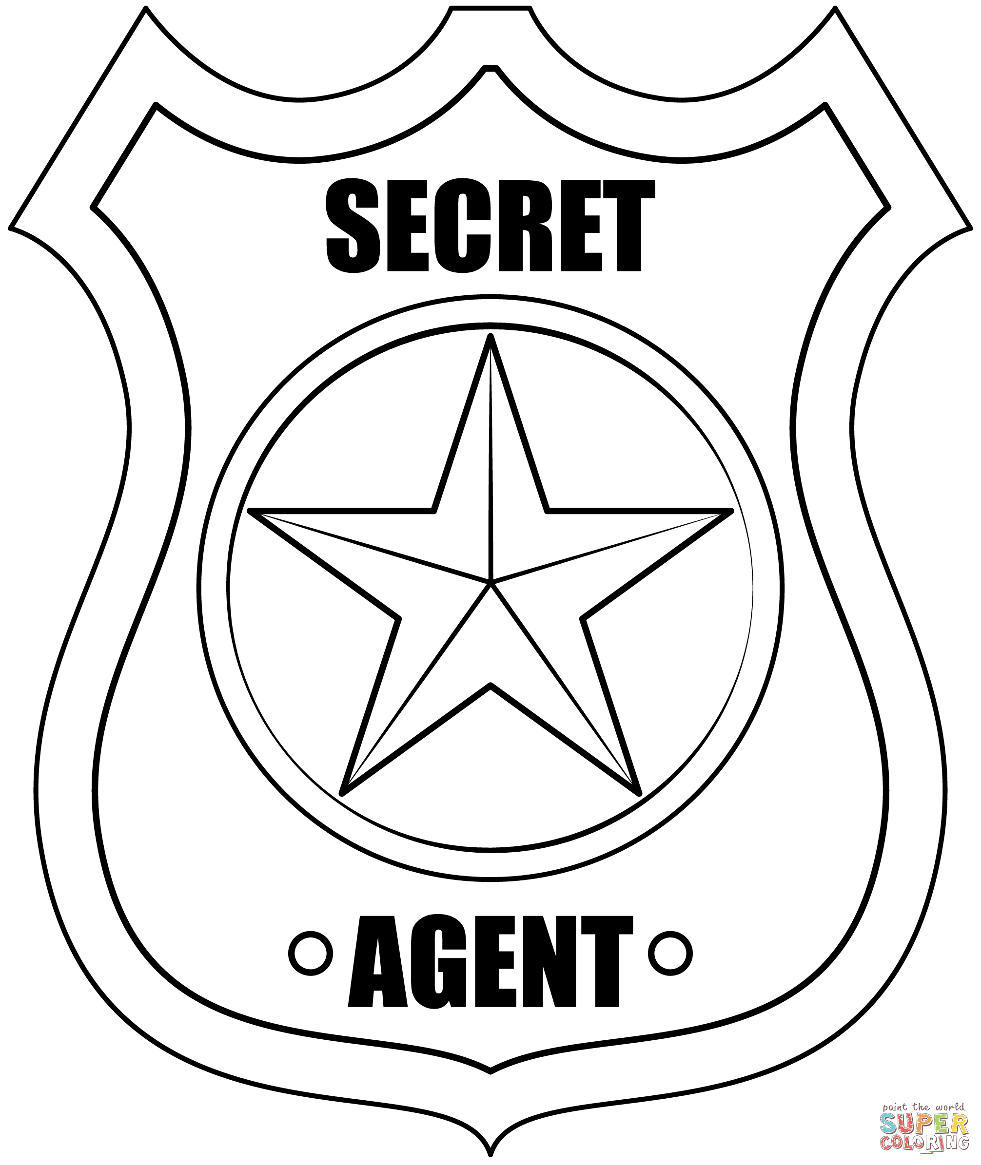 Secret Agent Badge coloring page | Free Printable Coloring Pages