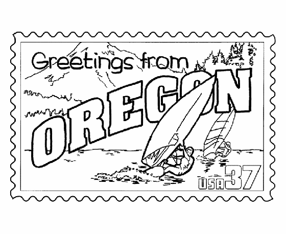 USA-Printables: Oregon State Stamp - US States Coloring Pages