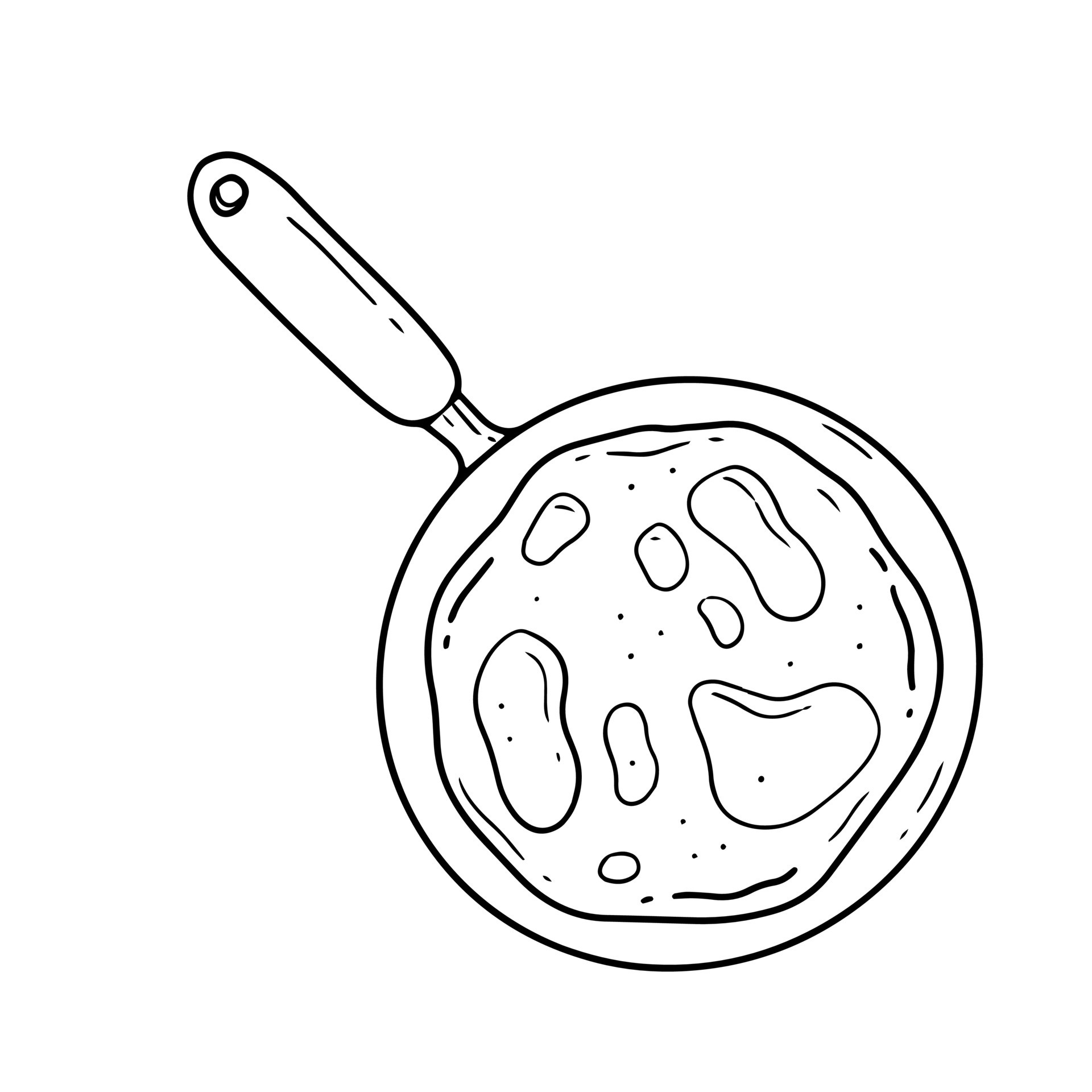 Frying pan with pancake in a simple doodle style. Vector isolated  illustration of food. Pancake day. 7801767 Vector Art at Vecteezy