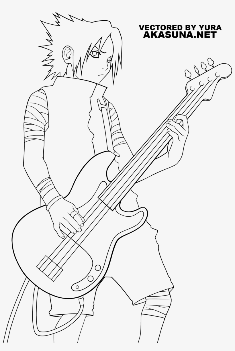 Naruto Coloring Pages Sasuke - Sasuke Guitar Transparent PNG ...