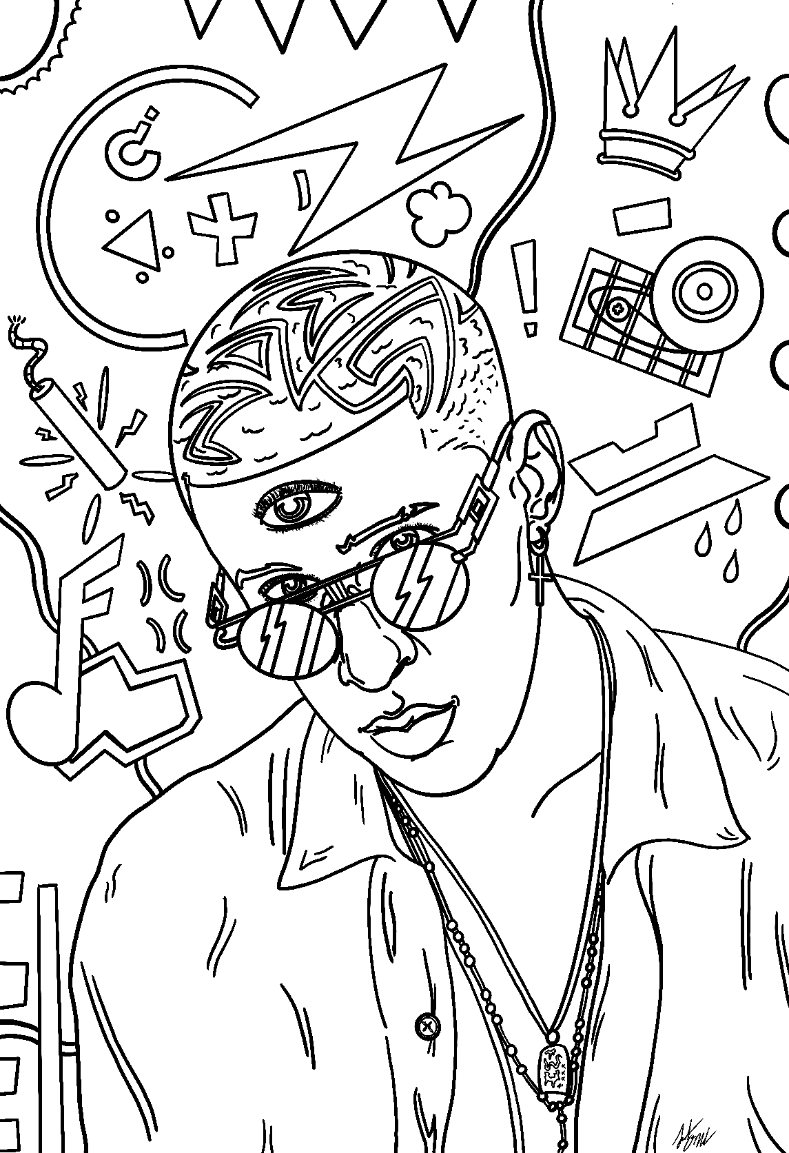 Bad Bunny Coloring Page - Printable