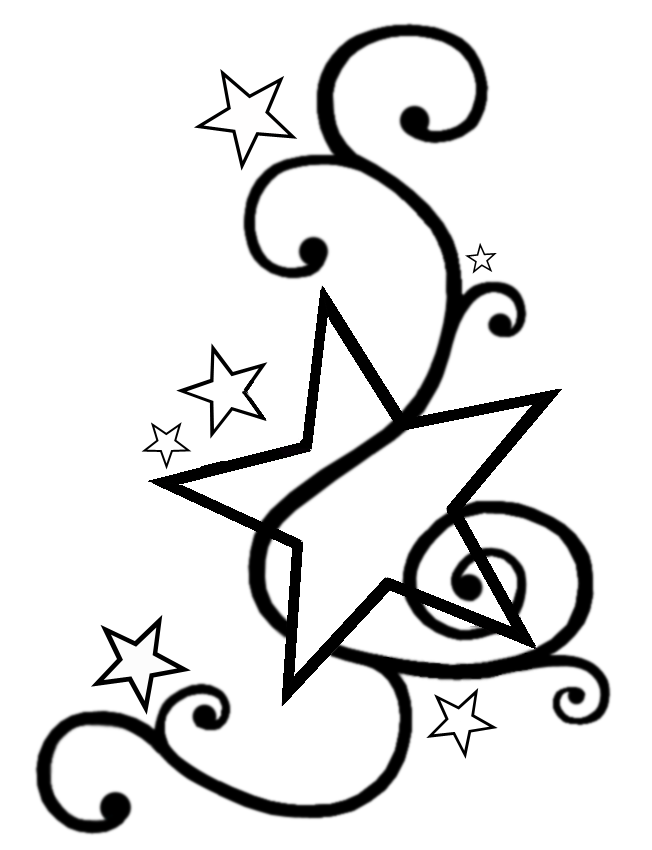 Swirly Star Tattoo Design Template by Darkhaiiro (Deviantart 