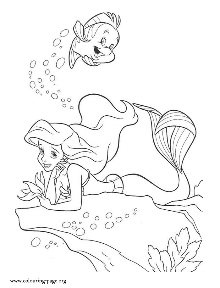 ariel and flounder Colouring Pages (page 3)