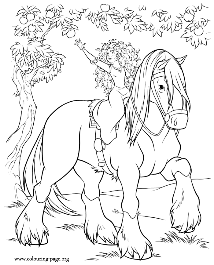 Brave - Merida and her horse Angus coloring page