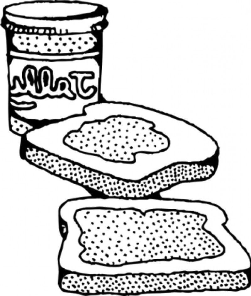 Peanut Butter And Sandwich Coloring Page For Kids - Kids Colouring 