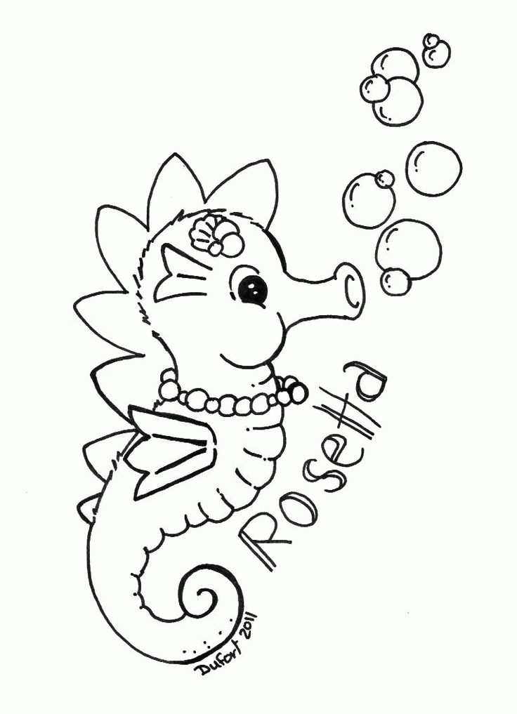 Pin Seahorse Coloring Page With Pattern Twisty Noodle