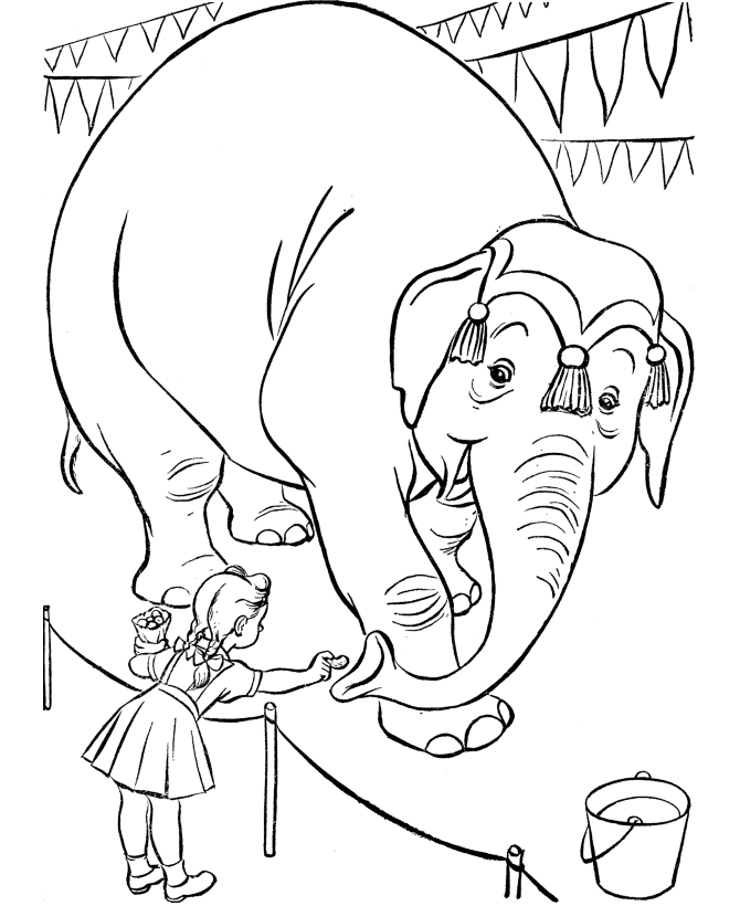 Circus Animal Coloring Pages | Printable Circus elephant coloring 
