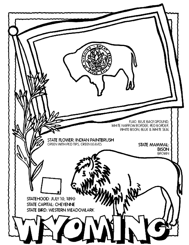Wyoming on crayola.com | Flag coloring pages, Free coloring pages, Coloring  pages