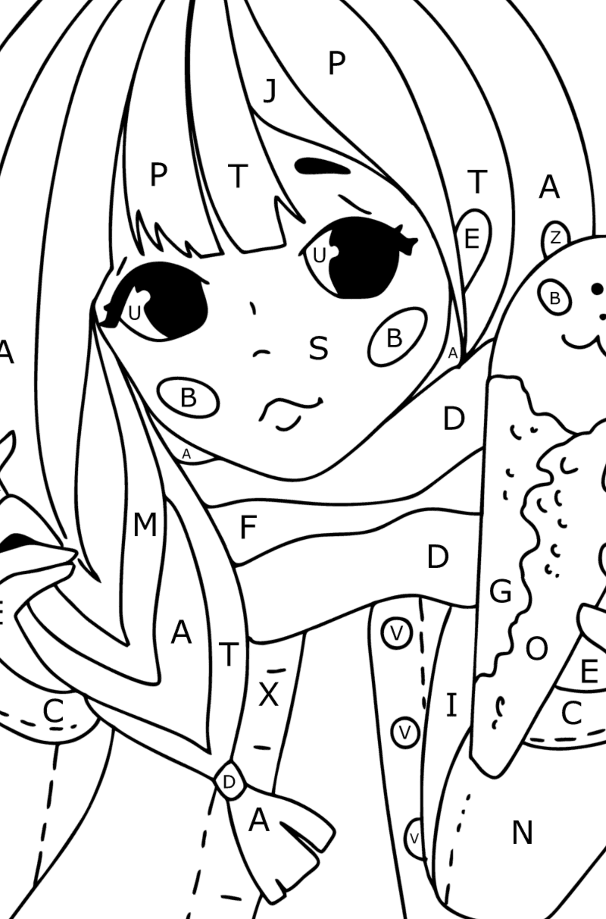 Pretty anime girl coloring page ♥ Online and Print for Free!