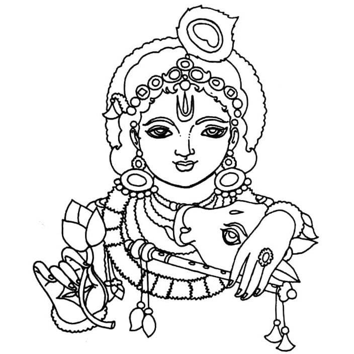 Krishna Coloring Page - Free Printable Coloring Pages for Kids