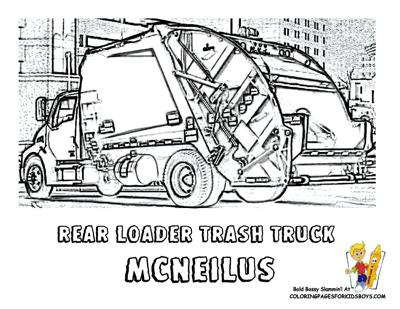 Garbage Truck Coloring Sheet - Coloring Pages for Kids and for Adults