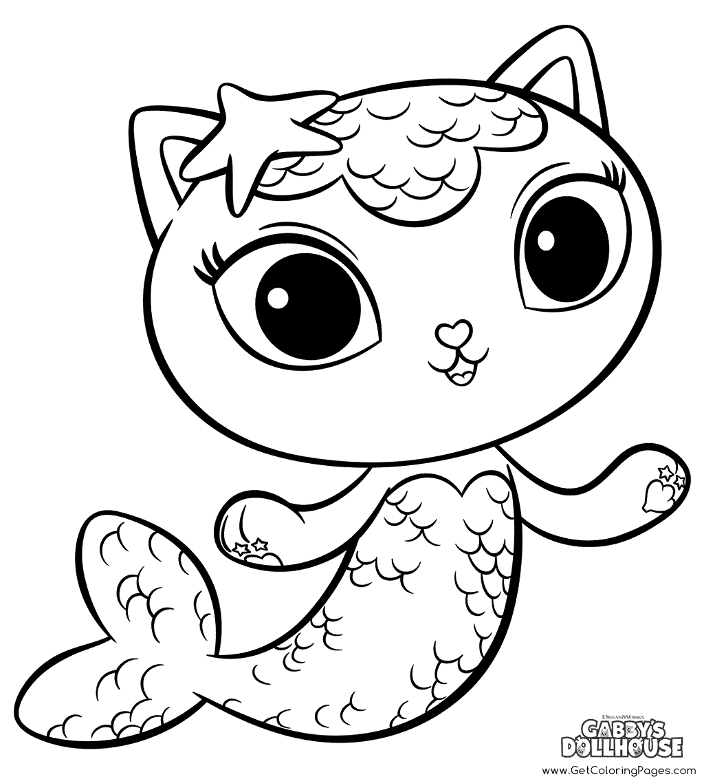 Mercat Half Mermaid Half Cat Gabby Cat Coloring Pages - Get Coloring Pages