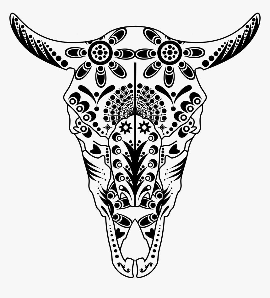 Longhorn Drawing At Getdrawings - Cow Skull Coloring Pages, HD Png Download  - kindpng